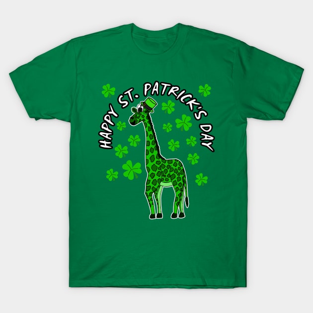 Happy St. Patrick's Day 2022 Giraffe Wildlife Lover T-Shirt by doodlerob